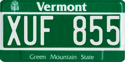 VT license plate XUF855