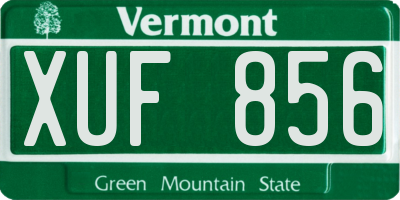 VT license plate XUF856