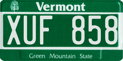 VT license plate XUF858