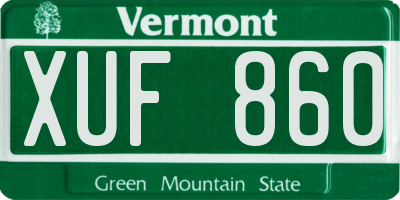 VT license plate XUF860