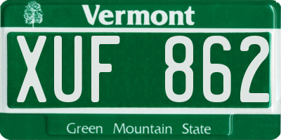 VT license plate XUF862