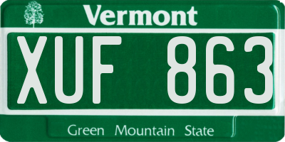 VT license plate XUF863