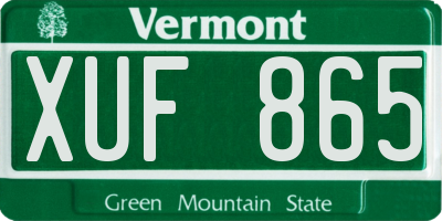 VT license plate XUF865