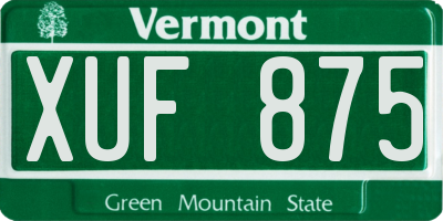 VT license plate XUF875
