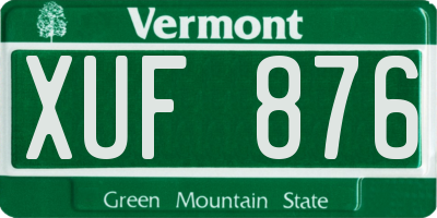 VT license plate XUF876