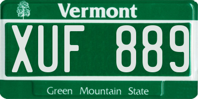 VT license plate XUF889