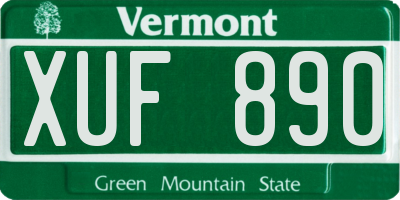 VT license plate XUF890
