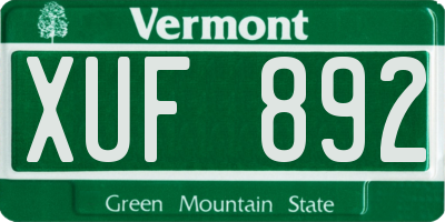 VT license plate XUF892