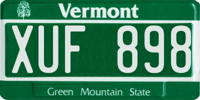 VT license plate XUF898