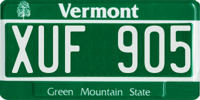 VT license plate XUF905