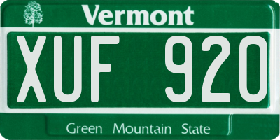VT license plate XUF920