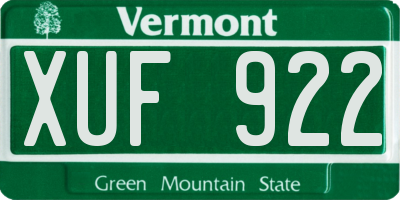 VT license plate XUF922