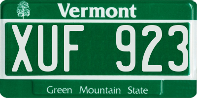 VT license plate XUF923