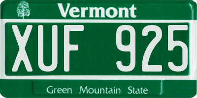 VT license plate XUF925