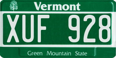 VT license plate XUF928