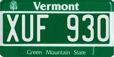 VT license plate XUF930