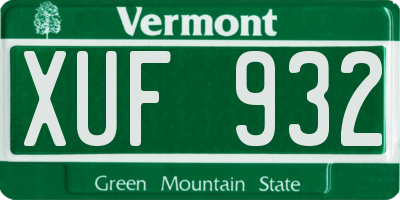 VT license plate XUF932