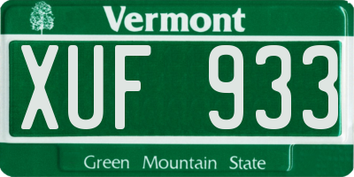 VT license plate XUF933