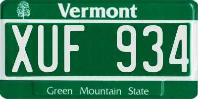 VT license plate XUF934