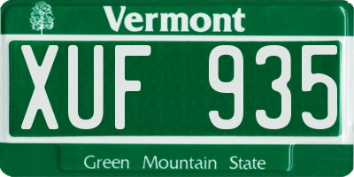VT license plate XUF935