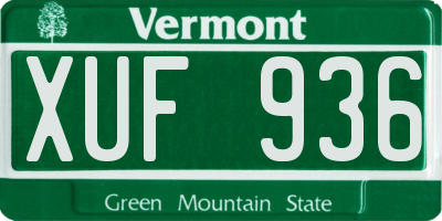VT license plate XUF936
