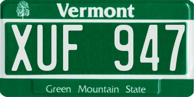 VT license plate XUF947