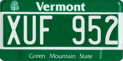 VT license plate XUF952