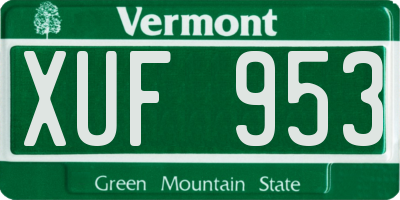 VT license plate XUF953