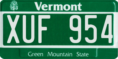 VT license plate XUF954