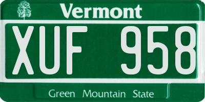 VT license plate XUF958