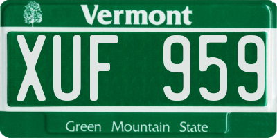 VT license plate XUF959