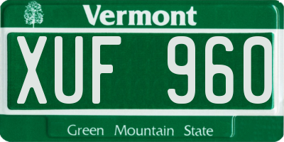 VT license plate XUF960