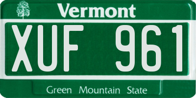 VT license plate XUF961