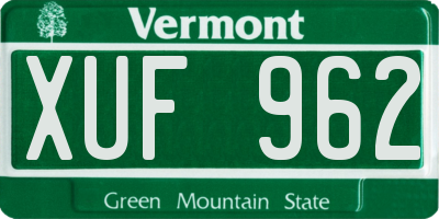 VT license plate XUF962