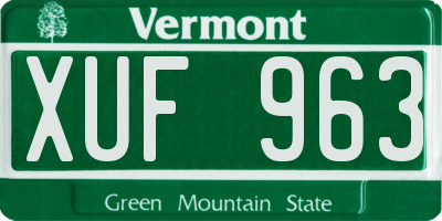 VT license plate XUF963