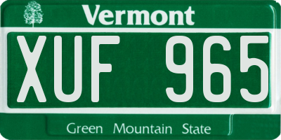 VT license plate XUF965