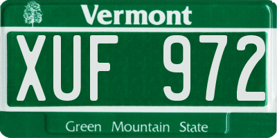 VT license plate XUF972