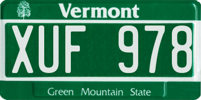 VT license plate XUF978