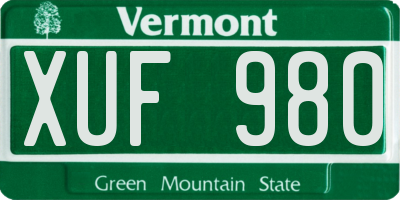 VT license plate XUF980