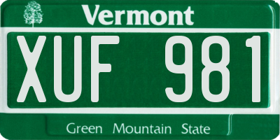 VT license plate XUF981