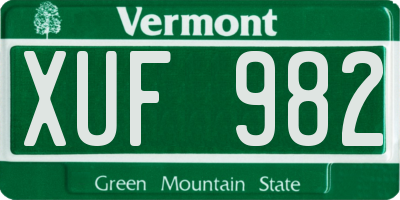 VT license plate XUF982