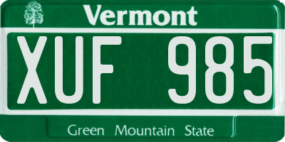 VT license plate XUF985