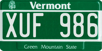 VT license plate XUF986
