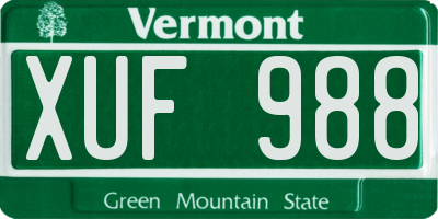 VT license plate XUF988