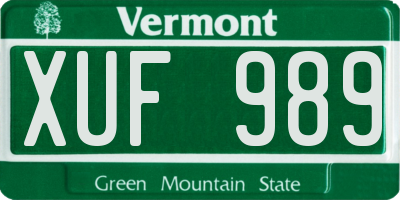 VT license plate XUF989