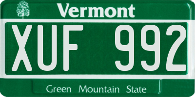 VT license plate XUF992
