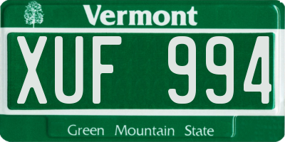 VT license plate XUF994