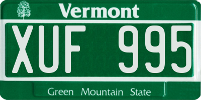 VT license plate XUF995