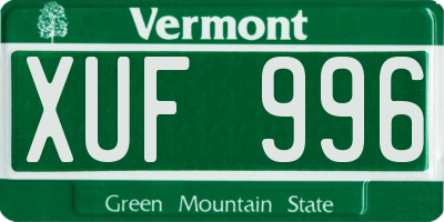 VT license plate XUF996
