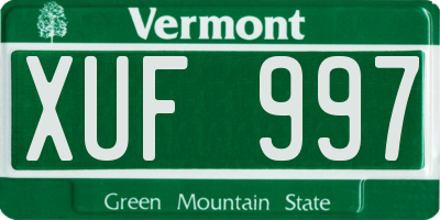 VT license plate XUF997